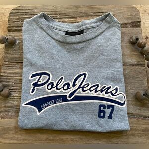 Vintage Ralph‎ Lauren Polo Jeans Co Boy’s Sz 6 Gray Logo Cotton Jersey Tee
